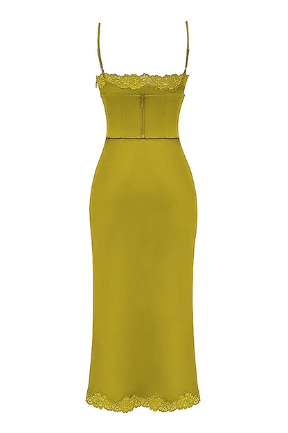 Salma Chartreuse Satin Slip Dress
