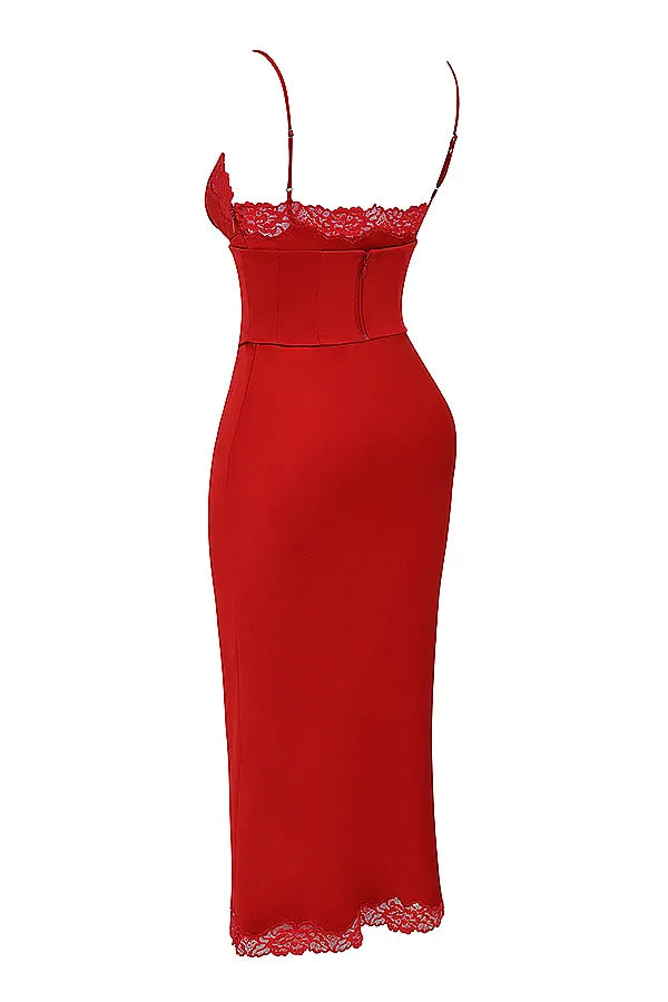 Salma Red Rose Satin Slip Dress