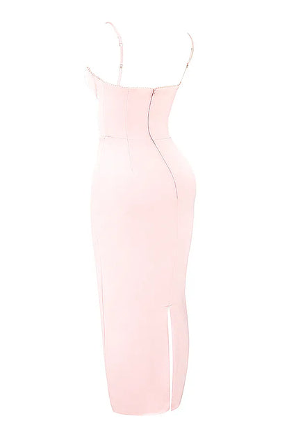 Stefania Soft Peach Corset Maxi Dress