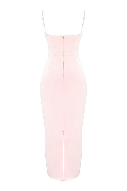 Stefania Soft Peach Corset Maxi Dress