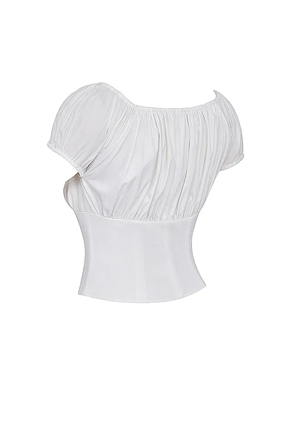 Kitty White Gathered Top
