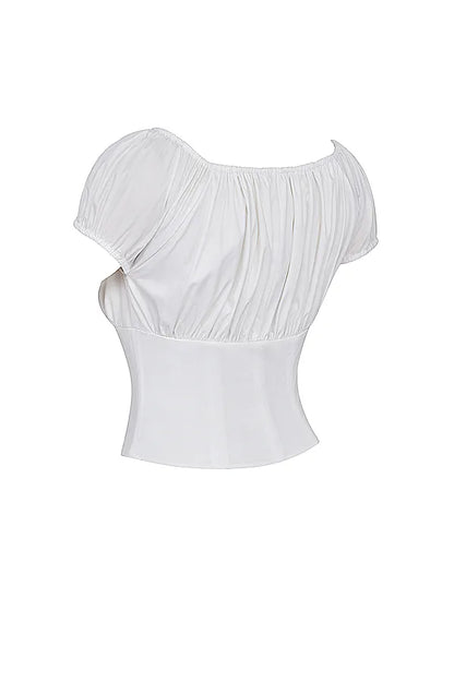 Kitty White Gathered Top