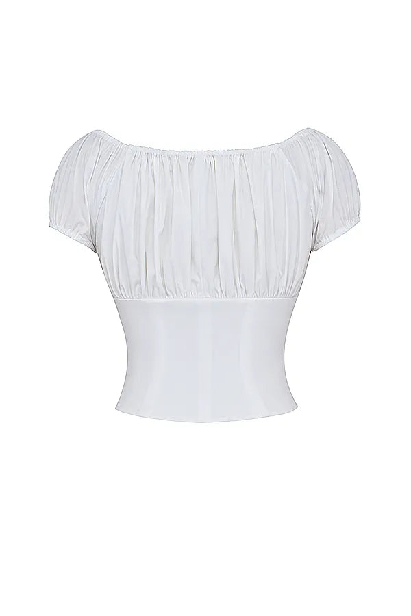 Kitty White Gathered Top