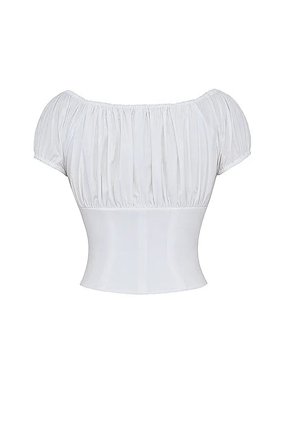 Kitty White Gathered Top