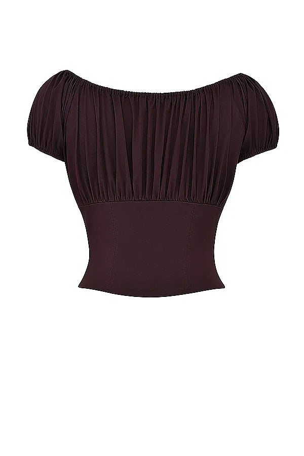 Kitty Rich Brown Gathered Top