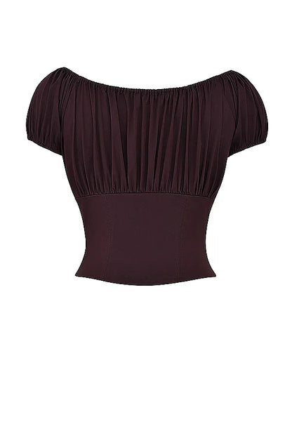 Kitty Rich Brown Gathered Top