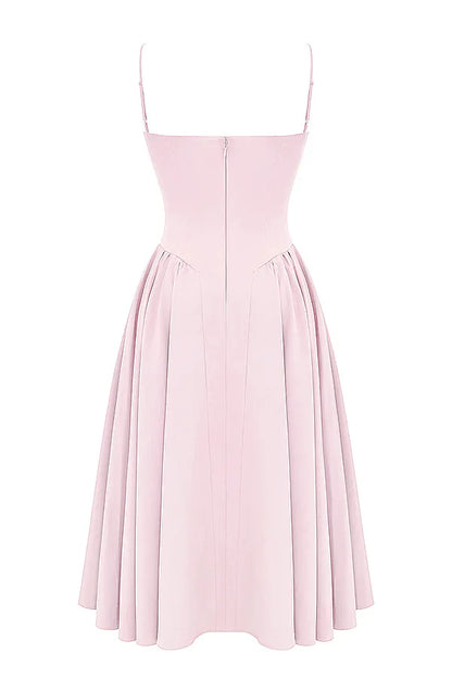 Samaria Ballerina Pink Twill Corset Midi Dress