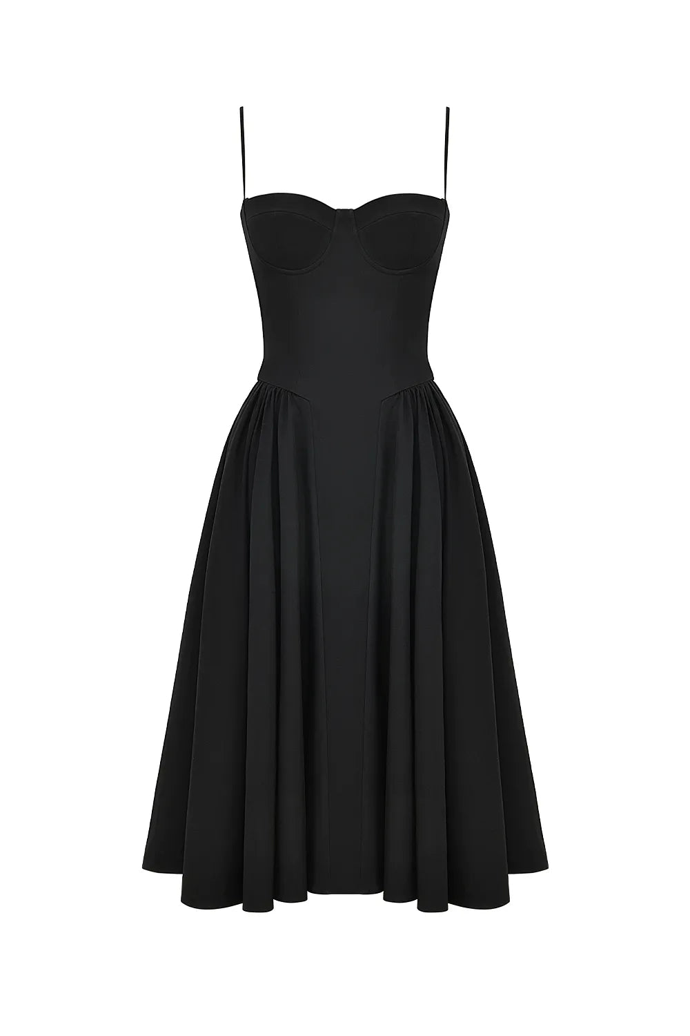 Samaria Black Corset Midi Dress