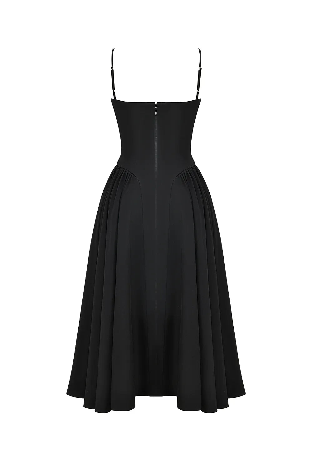 Samaria Black Corset Midi Dress