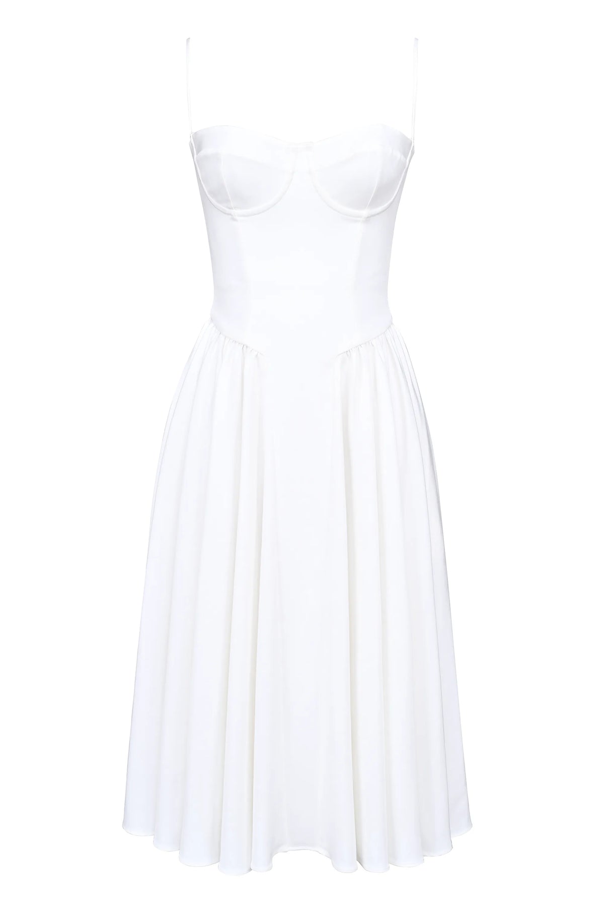 Samaria White Corset Midi Dress