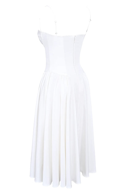 Samaria White Corset Midi Dress