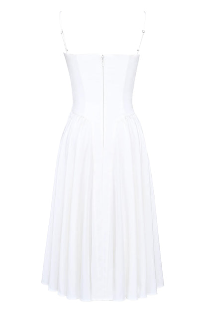 Samaria White Corset Midi Dress