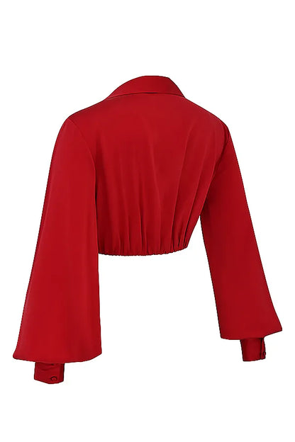 Laraine Cherry Silk Blouson Top