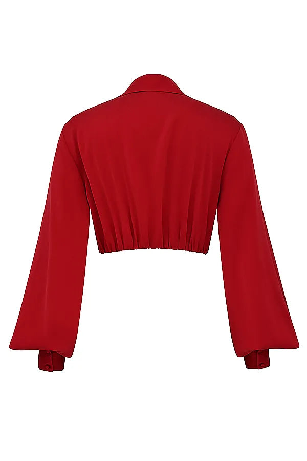 Laraine Cherry Silk Blouson Top