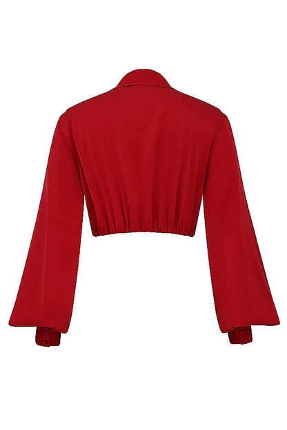 Laraine Cherry Silk Blouson Top