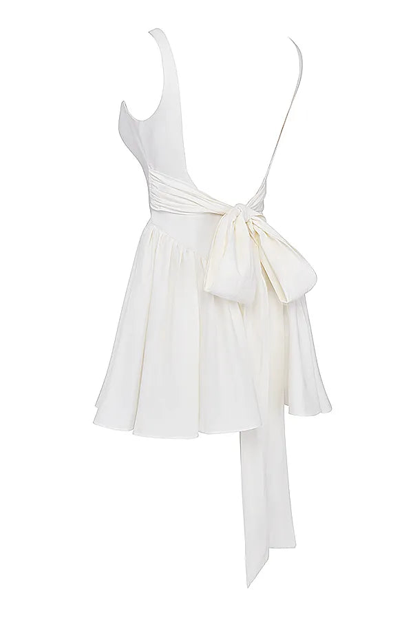 Florianne Ivory Cotton Bow Mini Dress