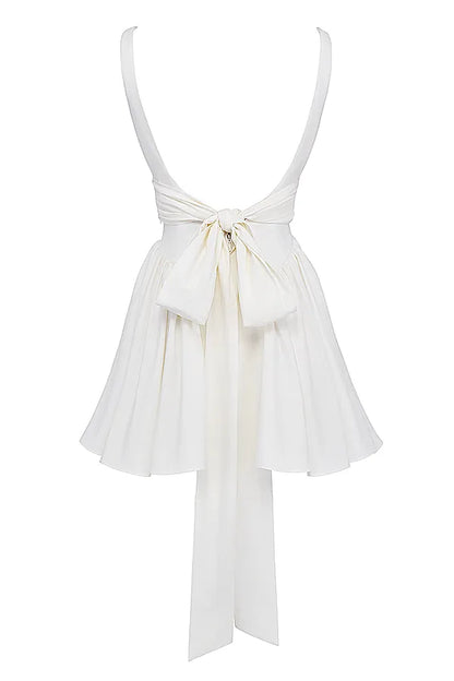 Florianne Ivory Cotton Bow Mini Dress