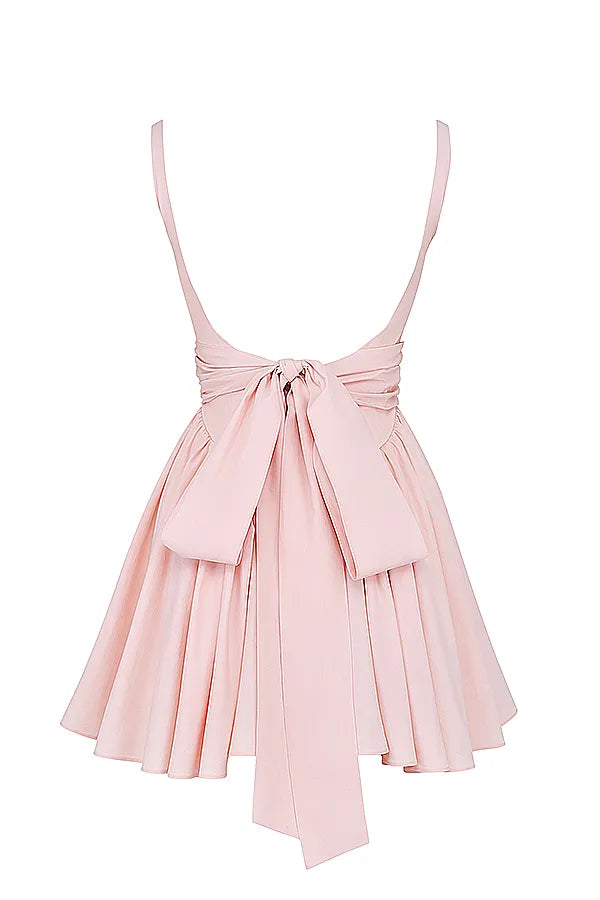 Florianne Soft Peach Bow Mini Dress