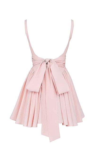 Florianne Soft Peach Bow Mini Dress