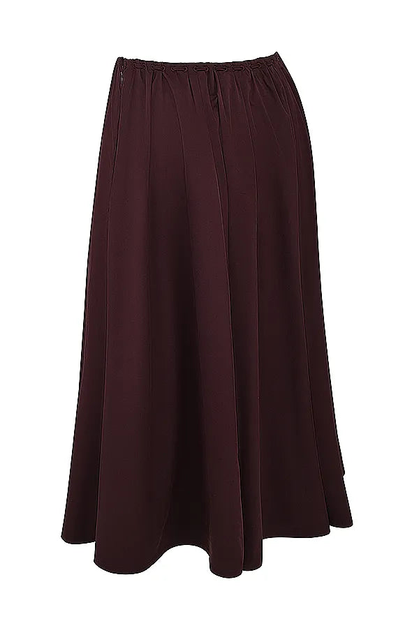 Cora Rich Brown Gathered Midi Skirt