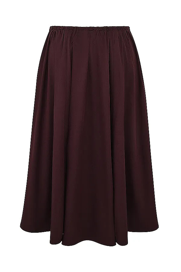 Cora Rich Brown Gathered Midi Skirt