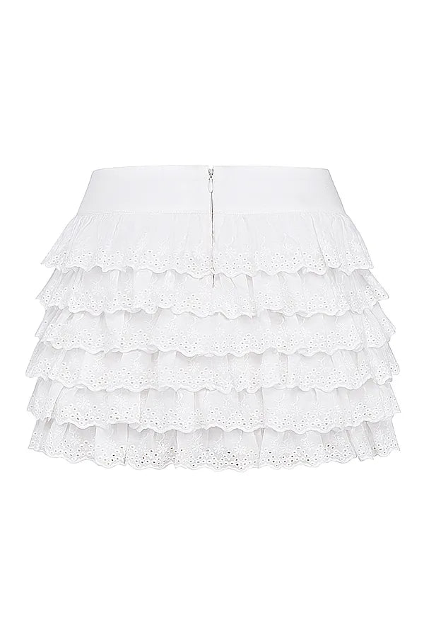 Fifi White Layered Mini Skirt