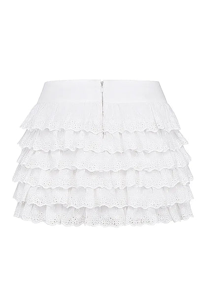 Fifi White Layered Mini Skirt