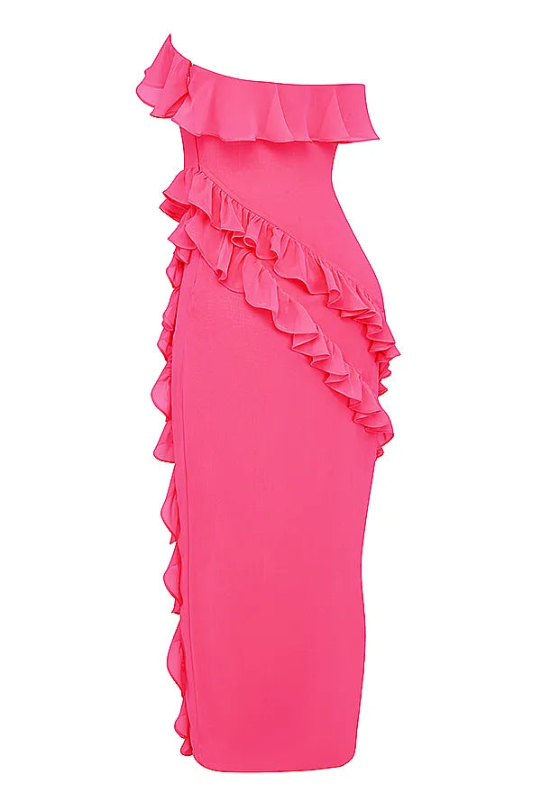 Sarina Fuchsia Ruffle Maxi Dress
