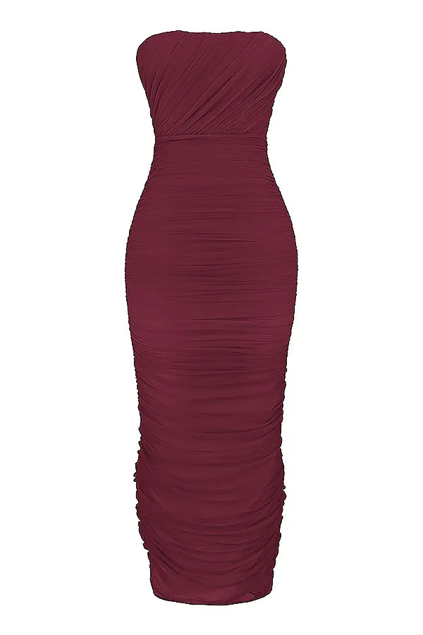 Sapphire Wine Gathered Maxi Dress