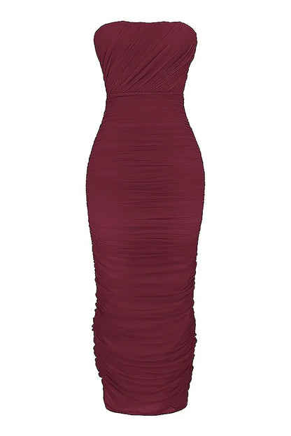 Sapphire Wine Gathered Maxi Dress