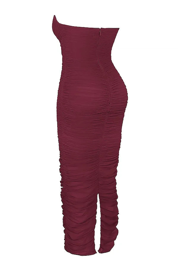 Sapphire Wine Gathered Maxi Dress