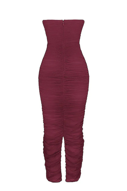 Sapphire Wine Gathered Maxi Dress