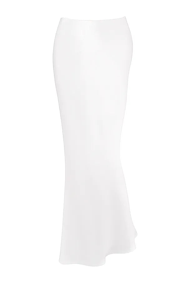 Sydel White Satin Bias Cut Maxi Skirt