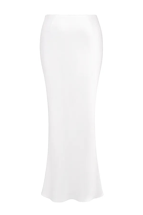 Sydel White Satin Bias Cut Maxi Skirt