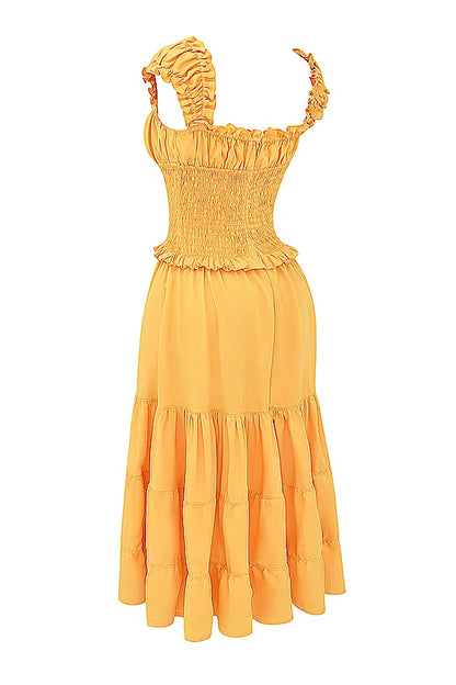 Phedra Tangerine Shirred Sundress