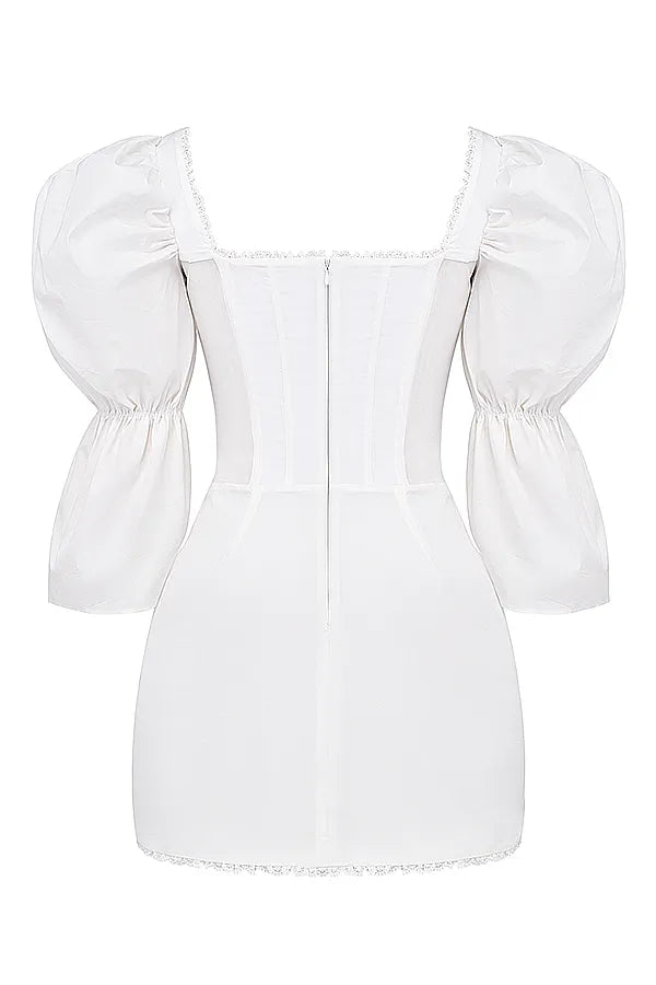 Matilda White Puff Sleeve Corset Dress