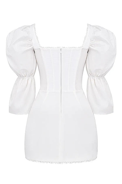 Matilda White Puff Sleeve Corset Dress