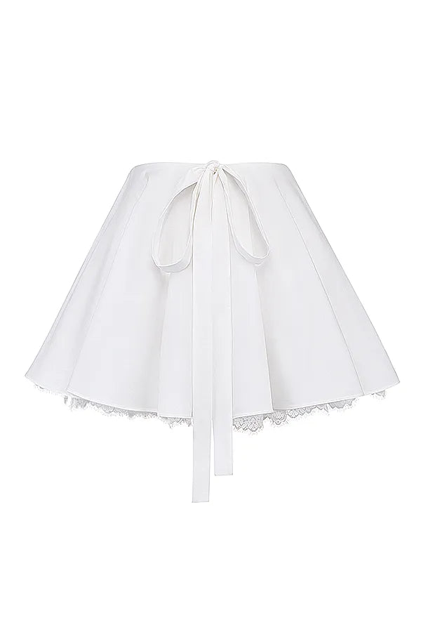 Nahla White Bow Mini Skirt