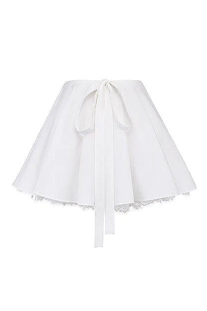 Nahla White Bow Mini Skirt