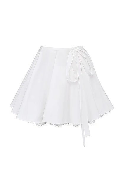 Nahla White Bow Mini Skirt