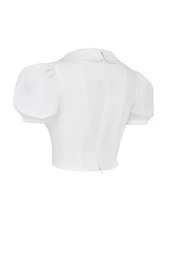 Augusta White Pin Tuck Top