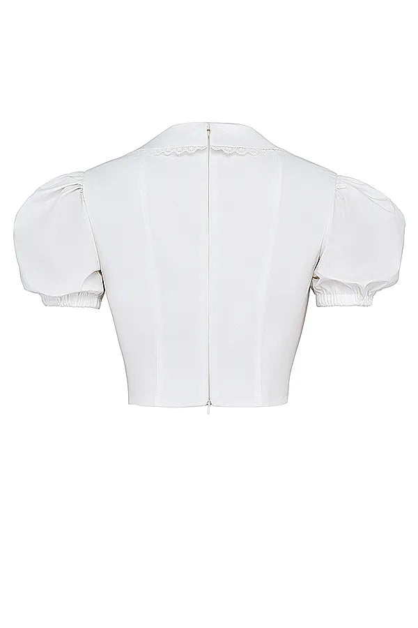Augusta White Pin Tuck Top