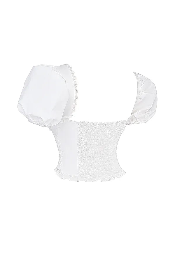 Samaya White Gathered Top