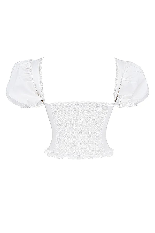 Samaya White Gathered Top