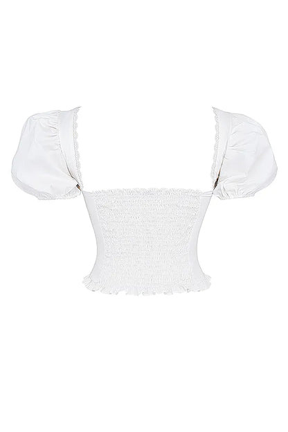 Samaya White Gathered Top