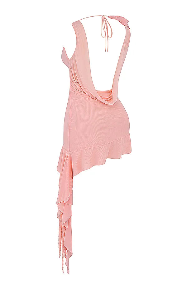 Charla Soft Apricot Ruffle Mini Dress