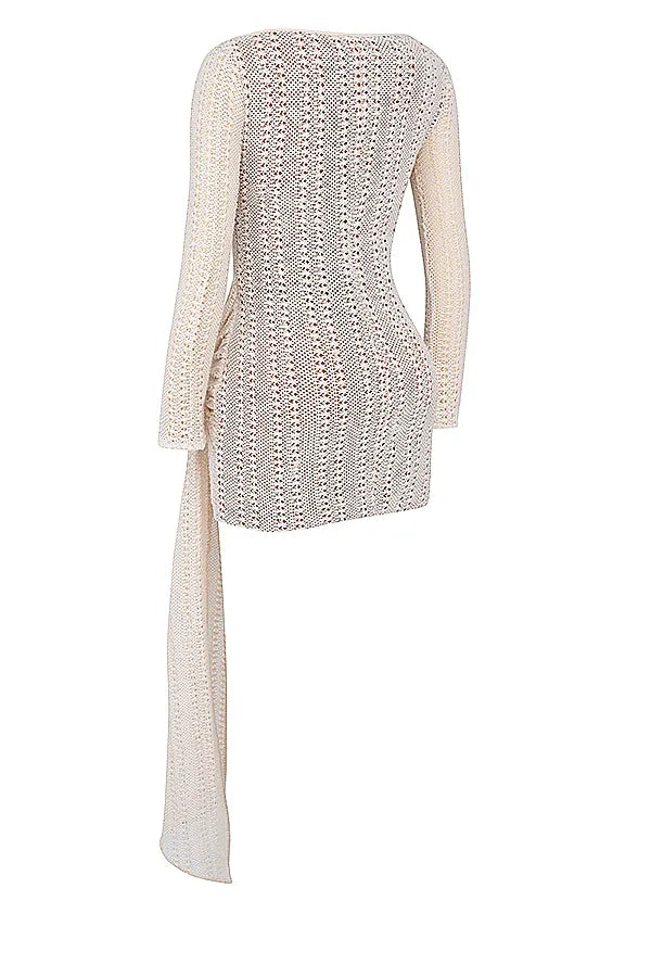 Carmelita Natural Knit Lace Up Dress