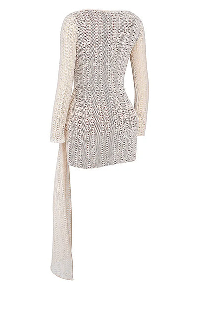 Carmelita Natural Knit Lace Up Dress