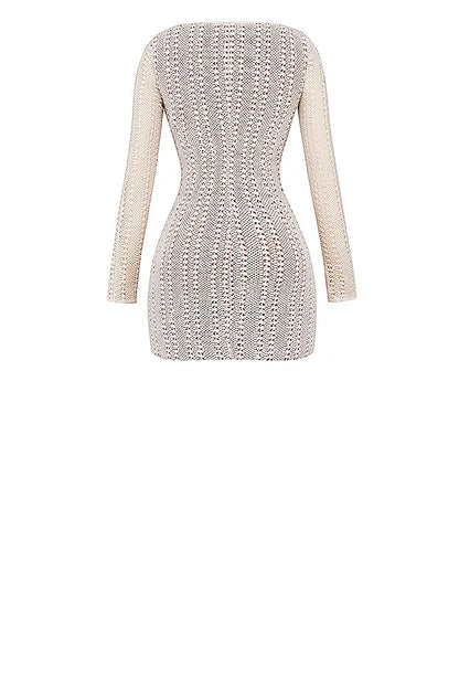 Carmelita Natural Knit Lace Up Dress