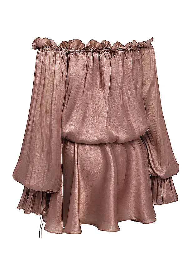 Chaya Hazelnut Off Shoulder Dress